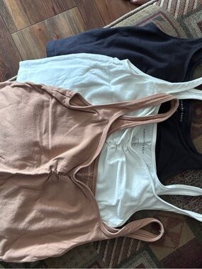 3 Tank Tops - Black, White, Tan